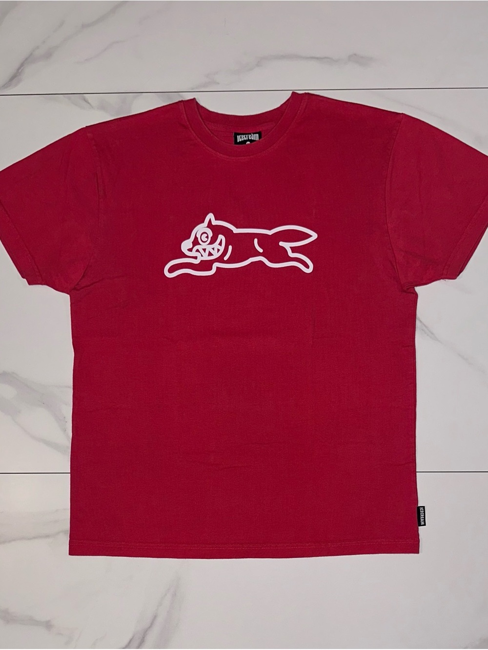 Icecream Running Dog Logo Graphic T-Shirt Red Size Large
